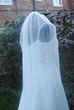 Load image into Gallery viewer, White Wedding Veil with Multicoloured Hearts and attached comb