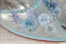 Load image into Gallery viewer, Blue Butterfly Bridal Shoes Size UK7/US9.5