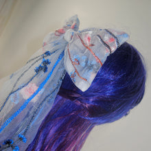 Load image into Gallery viewer, Tulle Bridal Bow with Blue Meadow Wildflower Embroidery