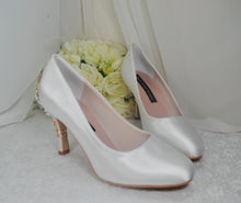 Load image into Gallery viewer, Low Heel Wedding Shoes, ROUND TOE, Custom Colours with 'Cherry Blossom'