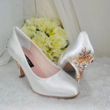 Load image into Gallery viewer, Low Heel Wedding Shoes, ROUND TOE, Custom Colours with 'Cherry Blossom'