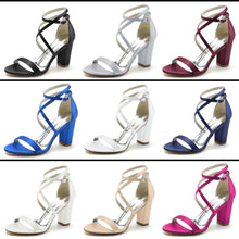 Load image into Gallery viewer, Satin Block Heel Bridal Shoe,