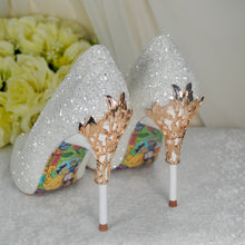 Load image into Gallery viewer, White Beauty & the Beast Bridal Shoes - Size UK4/US6.5