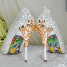 Load image into Gallery viewer, White Beauty & the Beast Bridal Shoes - Size UK4/US6.5