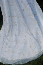Load image into Gallery viewer, Beautiful Embroidered Wedding Veil - Blue, Cream, Black, Navy Gold Celestial Moon and Star Embroidery, Up to Cathedral Length Cape