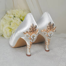 Load image into Gallery viewer, Low Heel Wedding Shoes, ROUND TOE, Custom Colours with 'Cherry Blossom'