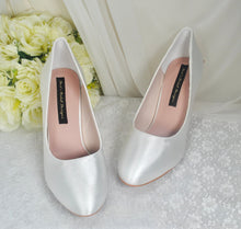 Load image into Gallery viewer, Low Heel Wedding Shoes, ROUND TOE, Custom Colours with 'Cherry Blossom'