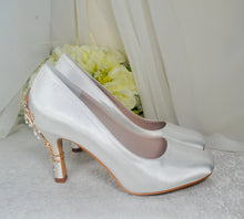 Load image into Gallery viewer, Low Heel Wedding Shoes, ROUND TOE, Custom Colours with 'Cherry Blossom'