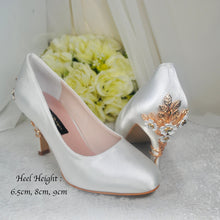 Load image into Gallery viewer, Low Heel Wedding Shoes, ROUND TOE, Custom Colours with 'Cherry Blossom'