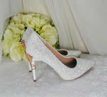 Load image into Gallery viewer, White Beauty & the Beast Bridal Shoes - Size UK4/US6.5