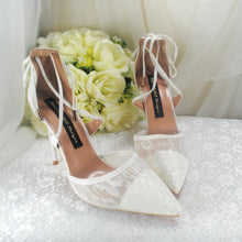 Load image into Gallery viewer, Bridal White Lace Wedding Sandals UK4/US6.5