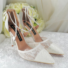 Load image into Gallery viewer, Bridal White Lace Wedding Sandals UK4/US6.5