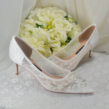 Load image into Gallery viewer, Floral Beaded Lace Heels UK8