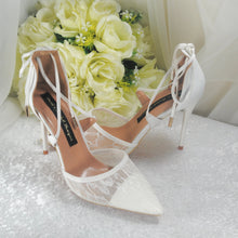 Load image into Gallery viewer, Bridal White Lace Wedding Sandals UK4/US6.5