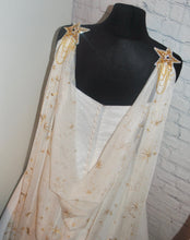 Load image into Gallery viewer, Wedding Cape - Bridal Drape Cape Veil, Blue, Cream, Black, Navy Gold Celestial Moon and Star Embroidery, Up to Cathedral Length Cape