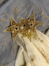 Load image into Gallery viewer, Wedding Cape - Bridal Drape Cape Veil, Blue, Cream, Black, Navy Gold Celestial Moon and Star Embroidery, Up to Cathedral Length Cape