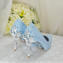 Load image into Gallery viewer, Alice in Wonderland Blue Shimmer WEDDING SHOE UK6/US8.5