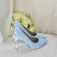 Load image into Gallery viewer, Alice in Wonderland Blue Shimmer WEDDING SHOE UK6/US8.5