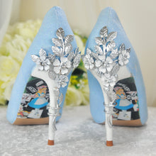 Load image into Gallery viewer, Alice in Wonderland Blue Shimmer WEDDING SHOE UK6/US8.5