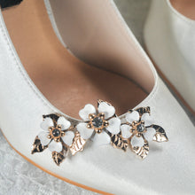 Load image into Gallery viewer, Cherry Blossom Floral Shoe Clips, Handmade Brooch for Shoes Heels Pumps Handmade Wedding Accessory Personalise your Style Silver Gold Rose