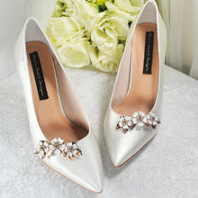 Load image into Gallery viewer, Cherry Blossom Floral Shoe Clips, Handmade Brooch for Shoes Heels Pumps Handmade Wedding Accessory Personalise your Style Silver Gold Rose