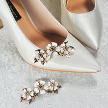 Load image into Gallery viewer, Cherry Blossom Floral Shoe Clips, Handmade Brooch for Shoes Heels Pumps Handmade Wedding Accessory Personalise your Style Silver Gold Rose