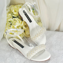 Load image into Gallery viewer, White or Ivory Pearl Flat Sandals