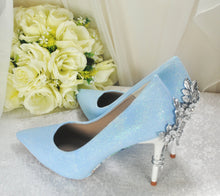 Load image into Gallery viewer, Alice in Wonderland Blue Shimmer WEDDING SHOE UK6/US8.5