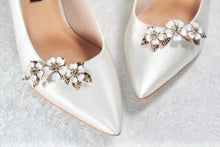 Load image into Gallery viewer, Cherry Blossom Floral Shoe Clips, Handmade Brooch for Shoes Heels Pumps Handmade Wedding Accessory Personalise your Style Silver Gold Rose