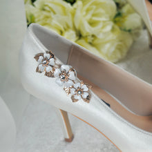 Load image into Gallery viewer, Cherry Blossom Floral Shoe Clips, Handmade Brooch for Shoes Heels Pumps Handmade Wedding Accessory Personalise your Style Silver Gold Rose