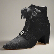 Load image into Gallery viewer, Lace Bridal Boots with Block Heel