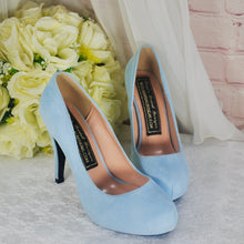 Load image into Gallery viewer, LAST ONE Blue Suede Wedding Shoes Size UK4/US6.5