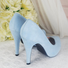 Load image into Gallery viewer, LAST ONE Blue Suede Wedding Shoes Size UK4/US6.5