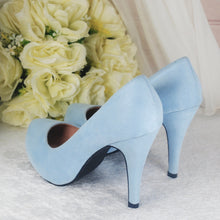 Load image into Gallery viewer, LAST ONE Blue Suede Wedding Shoes Size UK4/US6.5