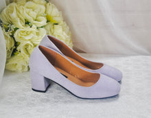 Load image into Gallery viewer, Lilac Purple Suede Block Heel Shoes, Size UK4/US6.5
