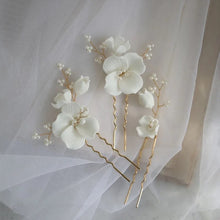 Load image into Gallery viewer, Ceramic Flower Hairpins 3pcs
