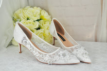Load image into Gallery viewer, Floral Beaded Lace Heels UK8