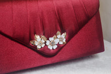 Load image into Gallery viewer, Bridal Satin Clutch Bag with 'Cherry Blossom' Embellishment