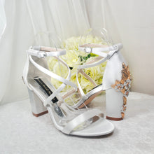 Load image into Gallery viewer, Satin Block Heel Bridal Sandals