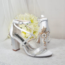 Load image into Gallery viewer, Satin Block Heel Bridal Sandals
