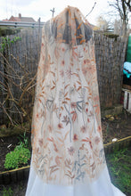Load image into Gallery viewer, Autumn Flower Floral Veil, Beautiful Wedding Veil with Autumnal Embroidery