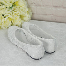 Load image into Gallery viewer, Ivory Lace Ballet Flat Bridal Shoes - UK5 - Ready to Dispatch