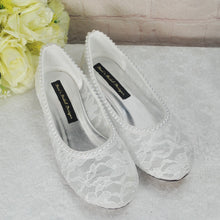 Load image into Gallery viewer, Ivory Lace Ballet Flat Bridal Shoes - UK5 - Ready to Dispatch
