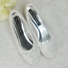 Load image into Gallery viewer, Ivory Lace Ballet Flat Bridal Shoes - UK5 - Ready to Dispatch