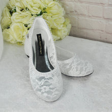 Load image into Gallery viewer, Ivory Lace Ballet Flat Bridal Shoes - UK5 - Ready to Dispatch