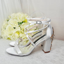 Load image into Gallery viewer, Satin Block Heel Bridal Sandals