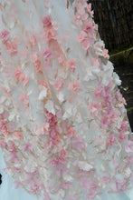 Load image into Gallery viewer, Pink 3D Flower Floral Veil, Beautiful Wedding Veil with Embroidered Rose Gold Leaves and Flowers