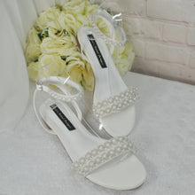 Load image into Gallery viewer, Ivory Pearl Flat Sandals - Size UK6/US8.5
