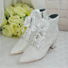 Load image into Gallery viewer, Lace Bridal Boots with Block Heel