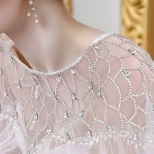 Load image into Gallery viewer, Crystal Embellished Bridal Cape Veil, Elegant Crystal Dress Topper with Attached Soft Tulle Cathedral Length Cape
